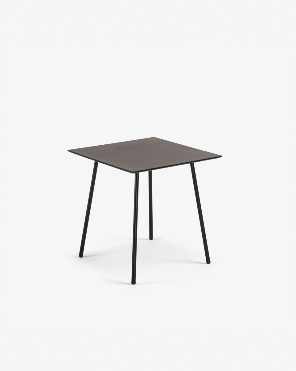 Mesa Mathis 75 x 75 cm cemento patas de acero acabado laqueado negro 