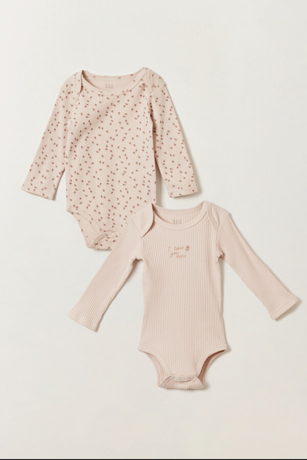 Pack x2 body botones laterales Flores Beige