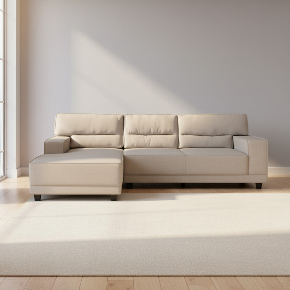 SOFÁ - C/CHAISE NATURAL/BEIGE TELA EXCELENCE IZQ 