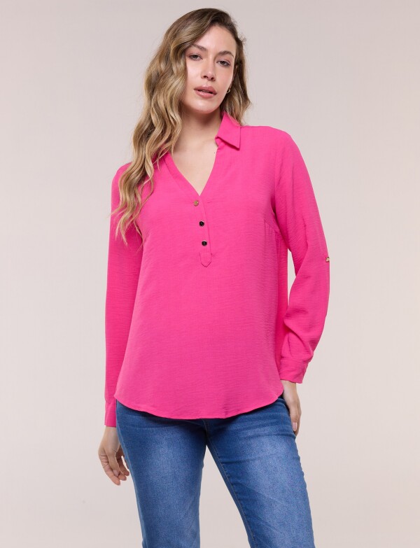 Blusa Holgada Triple Botón FUCSIA