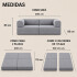 Sofá Sillón Cama ComboHome Teddy Premium 3 Cuerpos Corderoy Gris 1