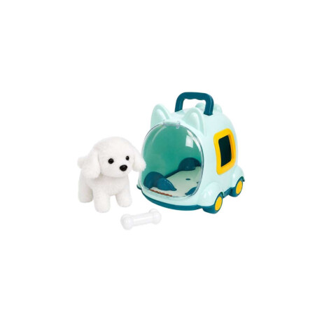 Perrito de peluche con caja transportadora Blanco