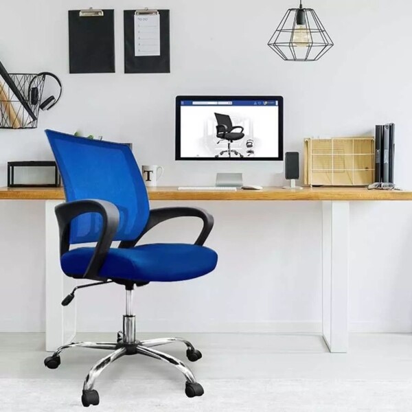 Silla de Escritorio Ergonómica Silla de Oficina Tapizado Mesh Azul Silla de Escritorio Ergonómica Silla de Oficina Tapizado Mesh Azul