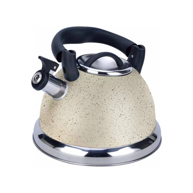 Caldera Simil Marmol con Silbato y Mango Plegable Selecta 3.5 Litros Beige