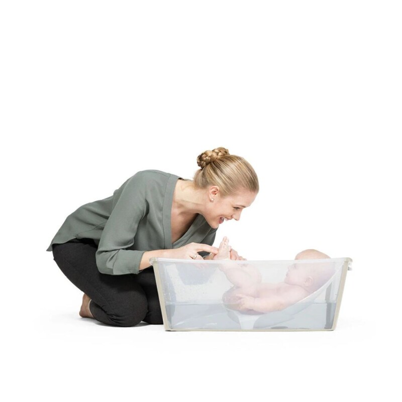 Set Baño Stokke Flexibath Plegable con reposera Transparente y Biege