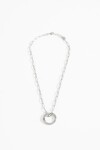 Collar eslabones detalle circular acero plateado