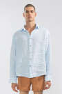 100% LINEN LONG SLEEVE SHIRT Celeste