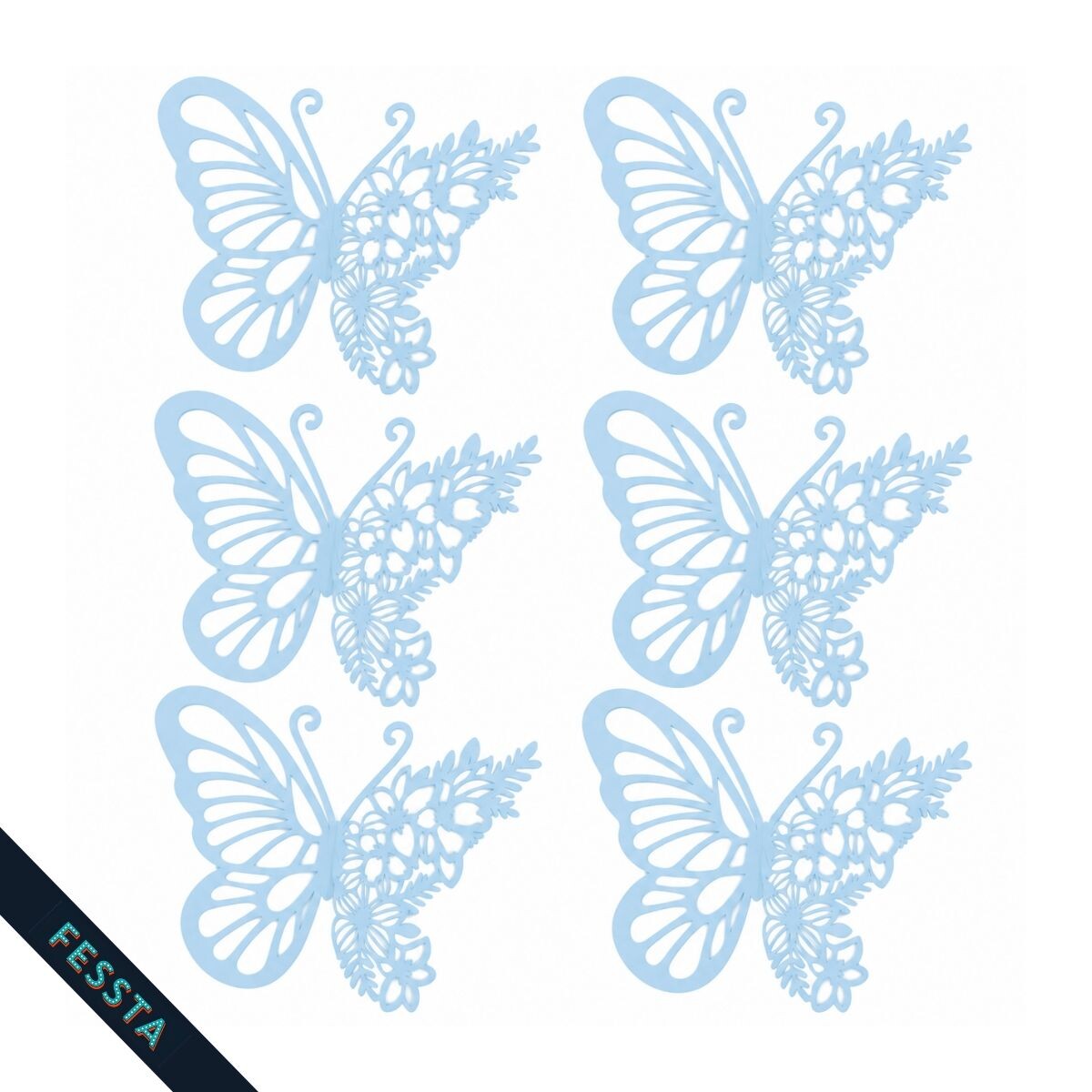 Mariposas Decorativas x 6 - Celeste 