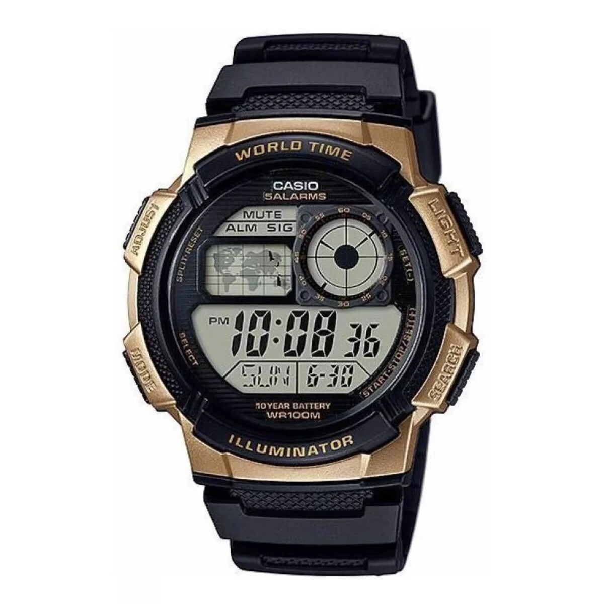 Reloj Digital Casio AE-1000W Multifunción Resistente Al Agua 100m Para Uso Diario 
