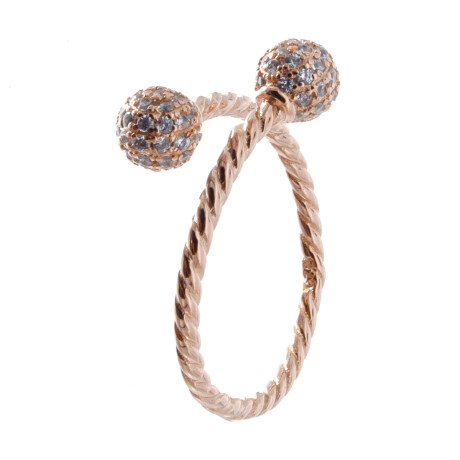 Anillo de plata 925 con baño de oro rosado con circonias. Anillo de plata 925 con baño de oro rosado con circonias.