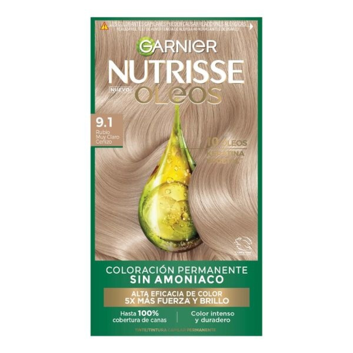 Tinta Garnier Nutrisse Óleos Nº9.1 Rubio Cenizo 