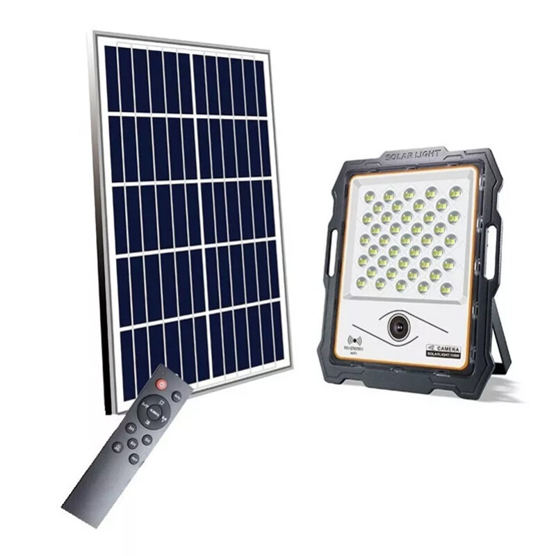 BFLSW010F Proyector LED Solar 100W con Cámara Wifi y Control Remoto