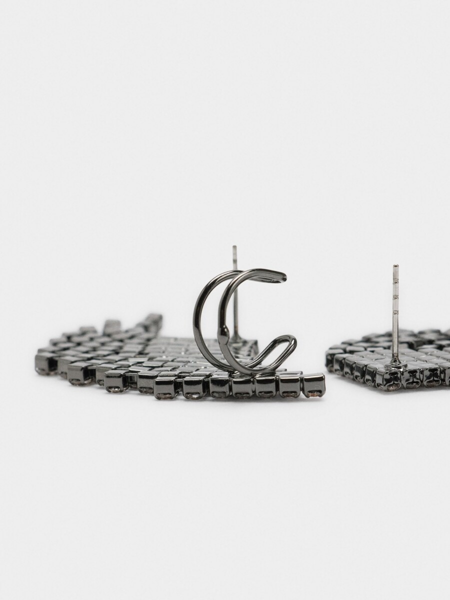 Pendientes Ear Jacket Asas De Cristales plateado