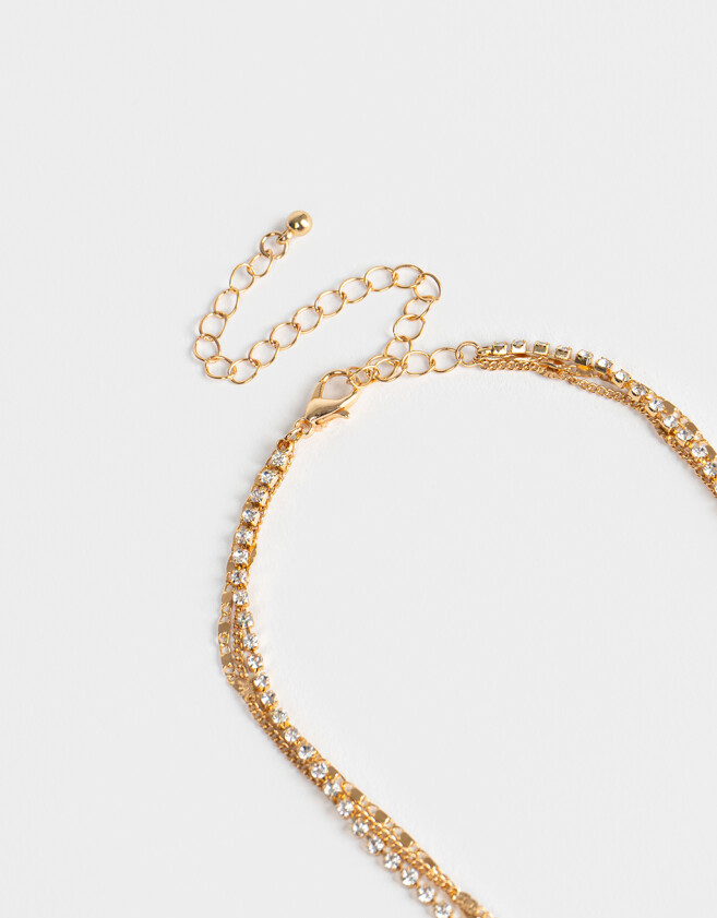Collares Cortos Con strass Collar Corto Multicadena - Dorado
