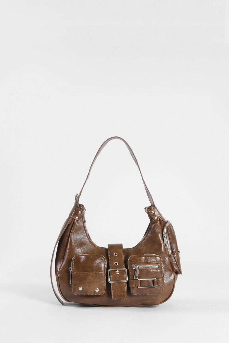 Cartera de hombro con bolsillos - marrón 