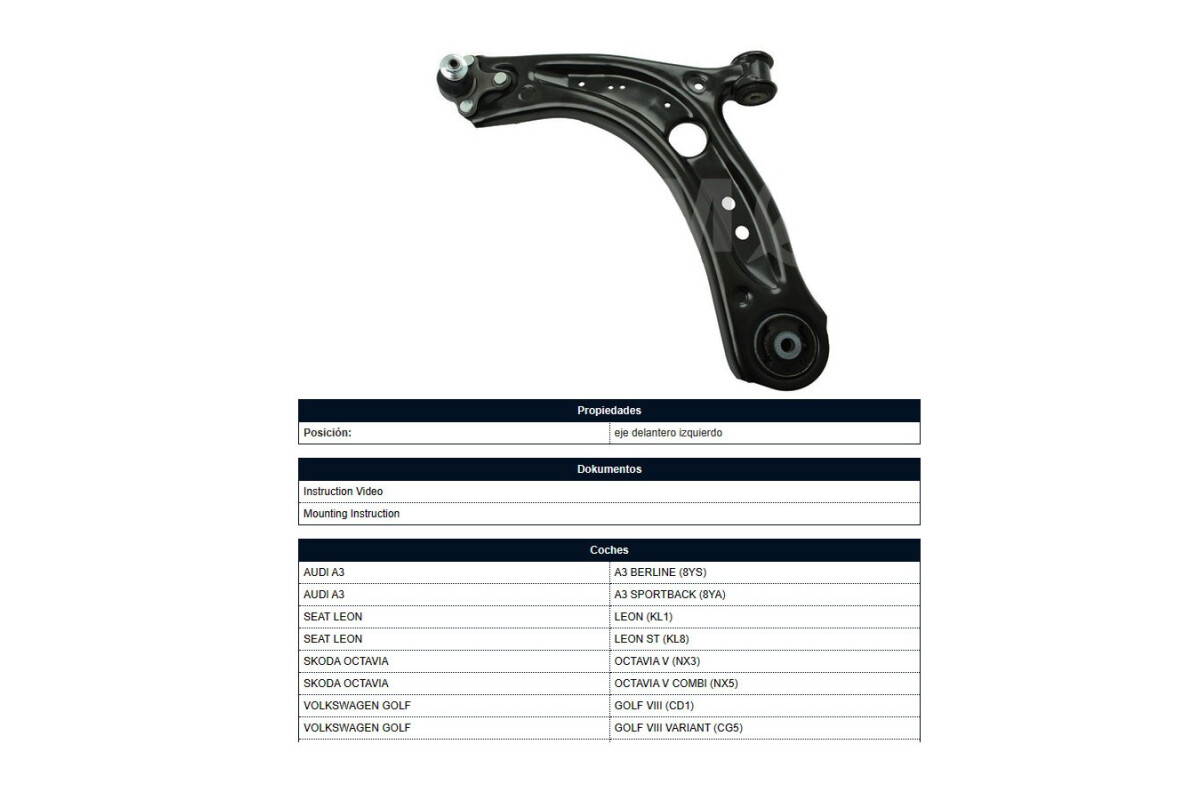 Parilla De Suspension Delantera Audi A3 13-18 Izq Parilla De Suspension Delantera Audi A3 13-18 Izq