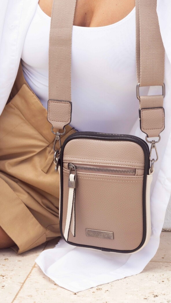PHONE BAG GIONA TOPO MANTECA Y NEGRO
