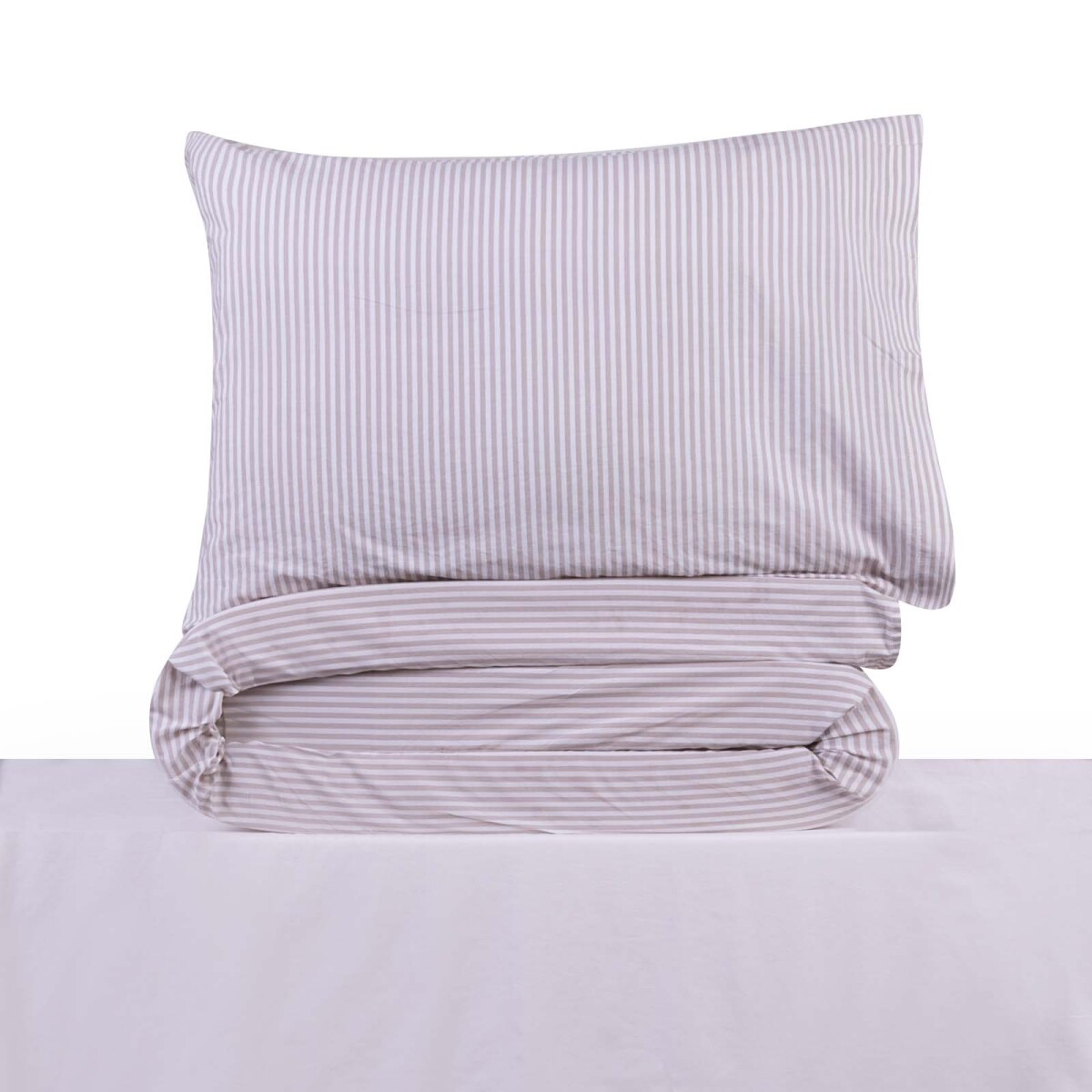 JUEGO SÁBANAS - 2 PLAZAS ALGODON BLANCO PINSTRIPE 180H BLANCO BEIGE 