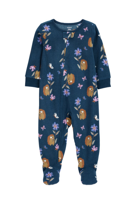 Pijama una pieza de micropolar con pie, diseño erizo Sin color