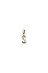 CHARM DE ALEACION DE METALES BAÑADO EN ORO DE 18 K CON FORMA DE LETRA S CON ARGOLLA Charm