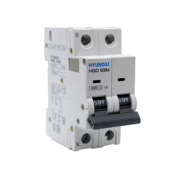 Llave térmica HGD63S din 2P 6A 4,5kA HY1206S