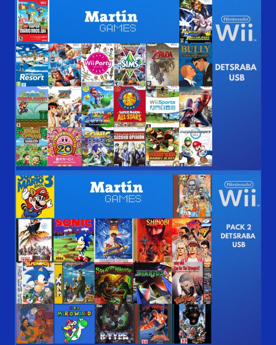 PACK USB PARA NINTENDO WII CON 20 JUEGOS 