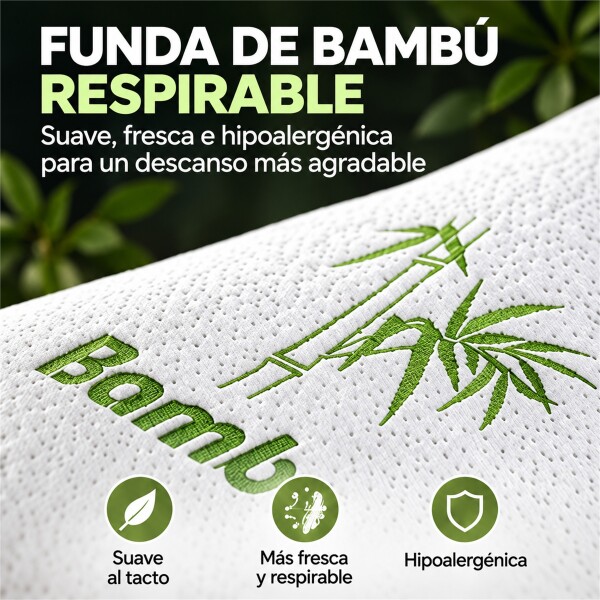 Almohada Viscoelástica con Funda de Bambú y Bolso de Transporte Blanco 1