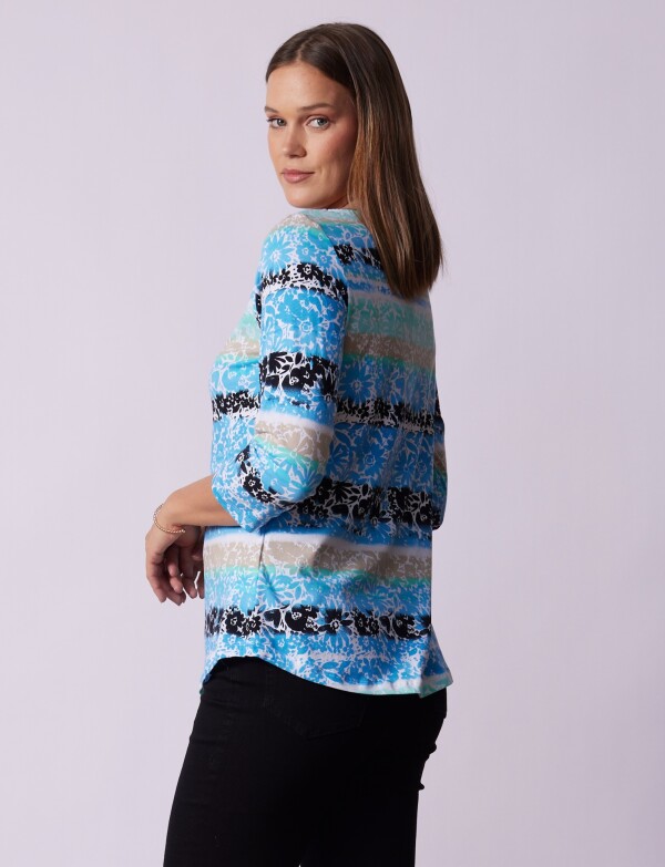 Remera Algodon Print AZUL/MULTI