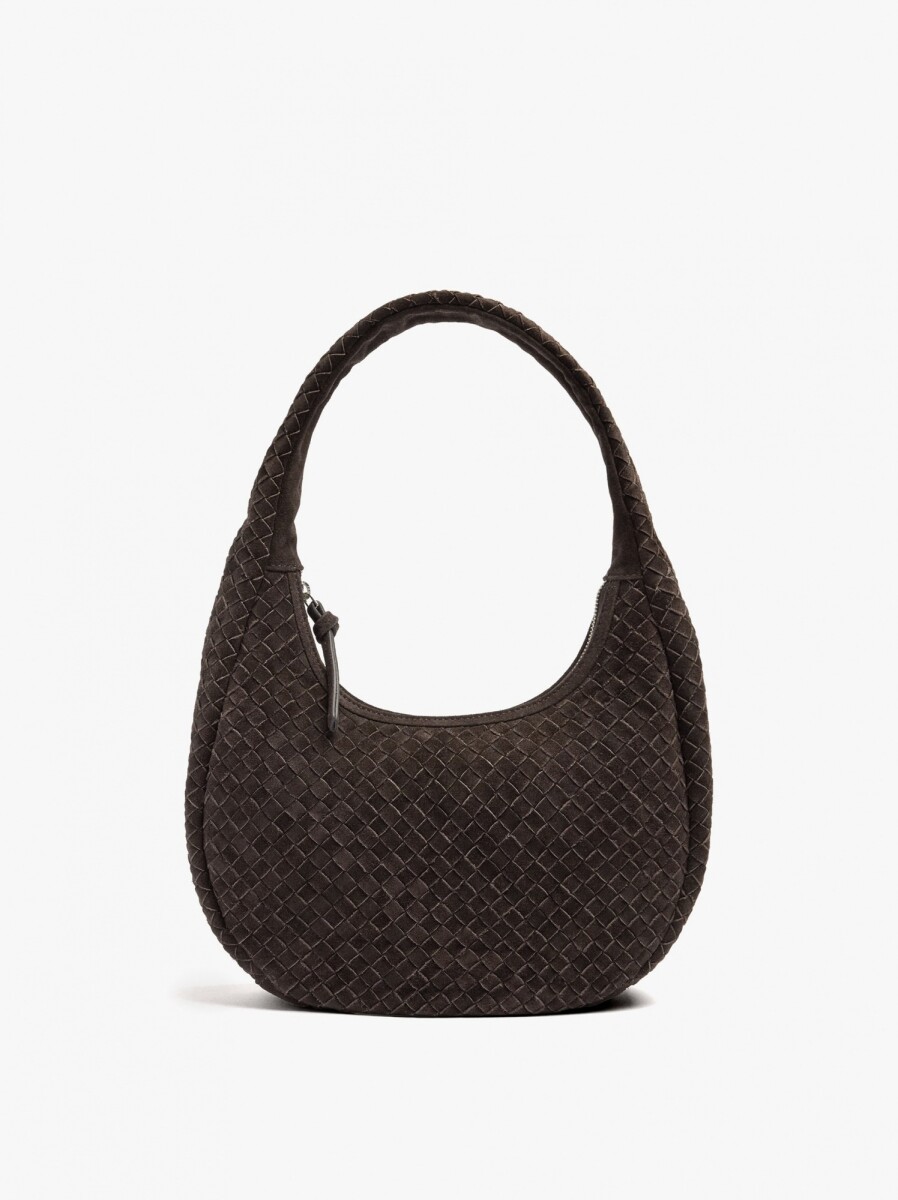 Bolso De Hombro Con Piel Trenzada - marron 
