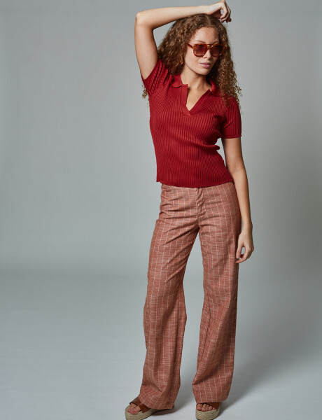 Pantalon lino ladrillo