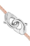 PULSERA DE CUERO ROSA CON MOSQUETÓN ENTRELAZADO BAÑADO EN PLATA Pulsera