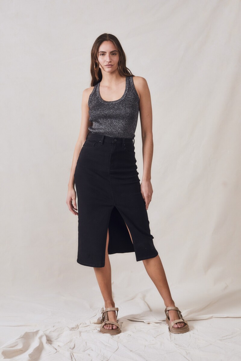 Top Metalizado Negro