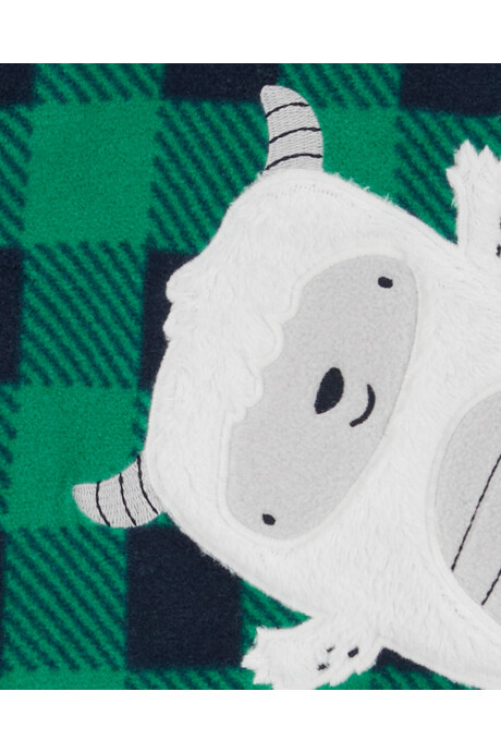 Pijama una pieza de micropolar, con pie, diseño a cuadros Sin color