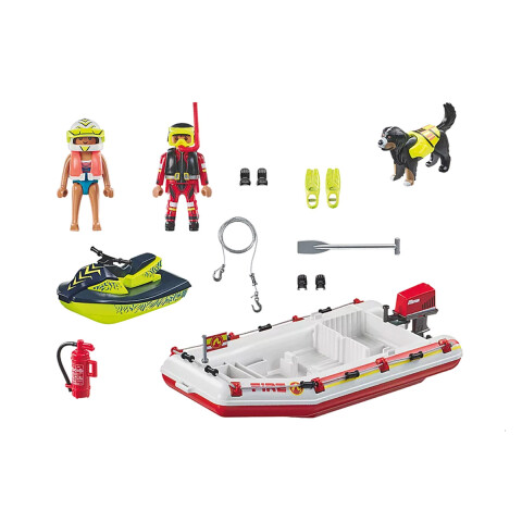 Lancha y Moto de Bombero Playmobil 52 Piezas con Figuras U