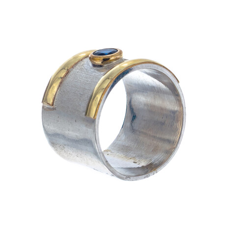 Anillo de plata 925 y double en oro 18 ktes con circonia. Anillo de plata 925 y double en oro 18 ktes con circonia.