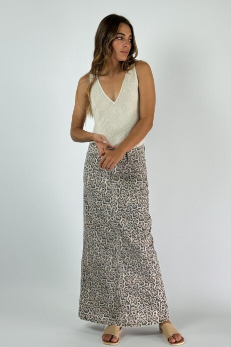 POLLERA JEAN LIA PRINT Beige