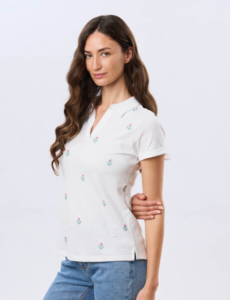 REMERA POLO BORDADA DE ALGODÓN Blanco
