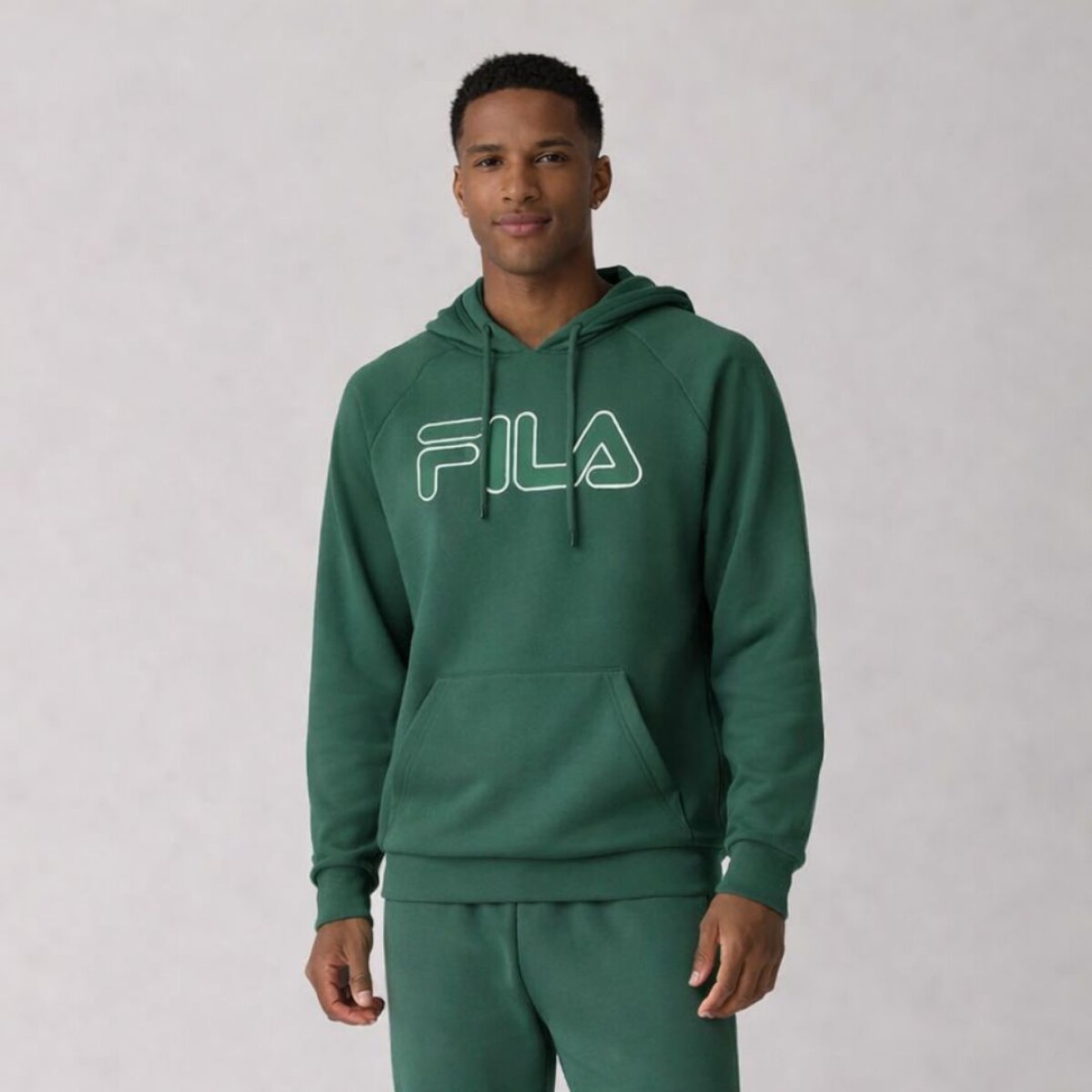 BUZO CANGURO HOMBRE LETTER OUTLINE LIGHT FILA - Verde 