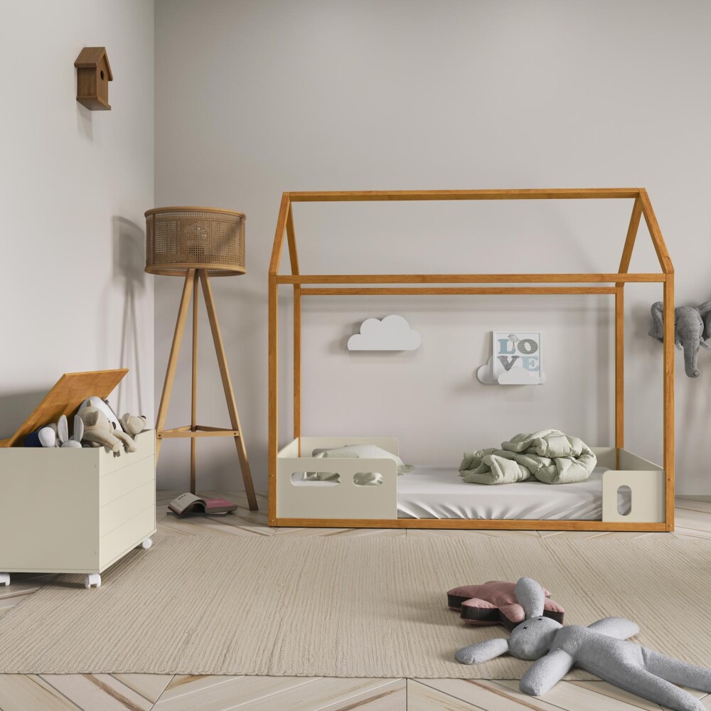 MINI CAMA CASITA MDF BLANCO TESS/GOLD