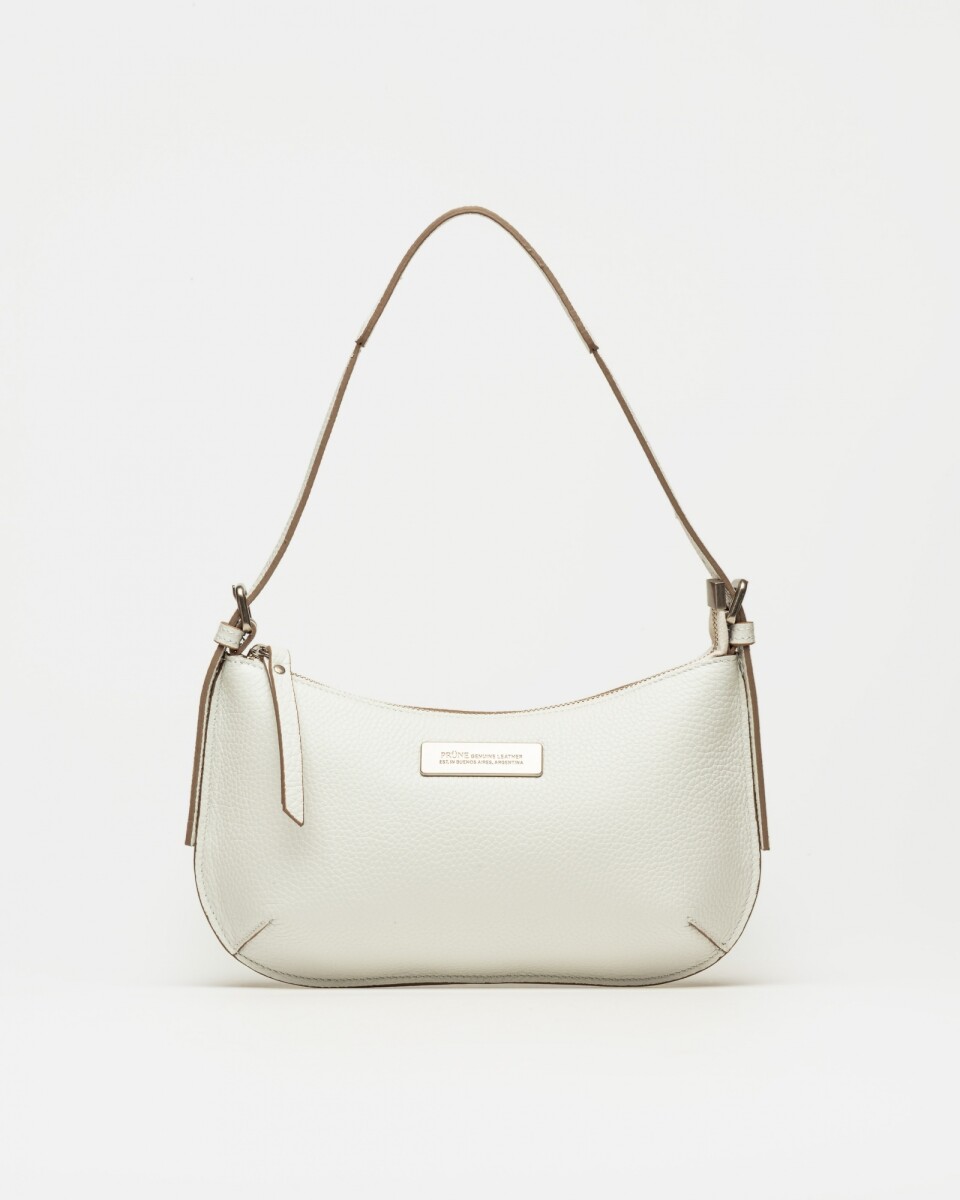 Cartera al hombro Mia en cuero graneado - Blanco 