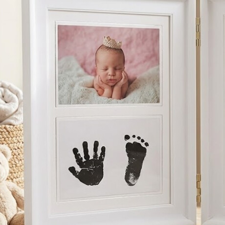 Portarretrato collage con tinta para huellas de bebé Blanco