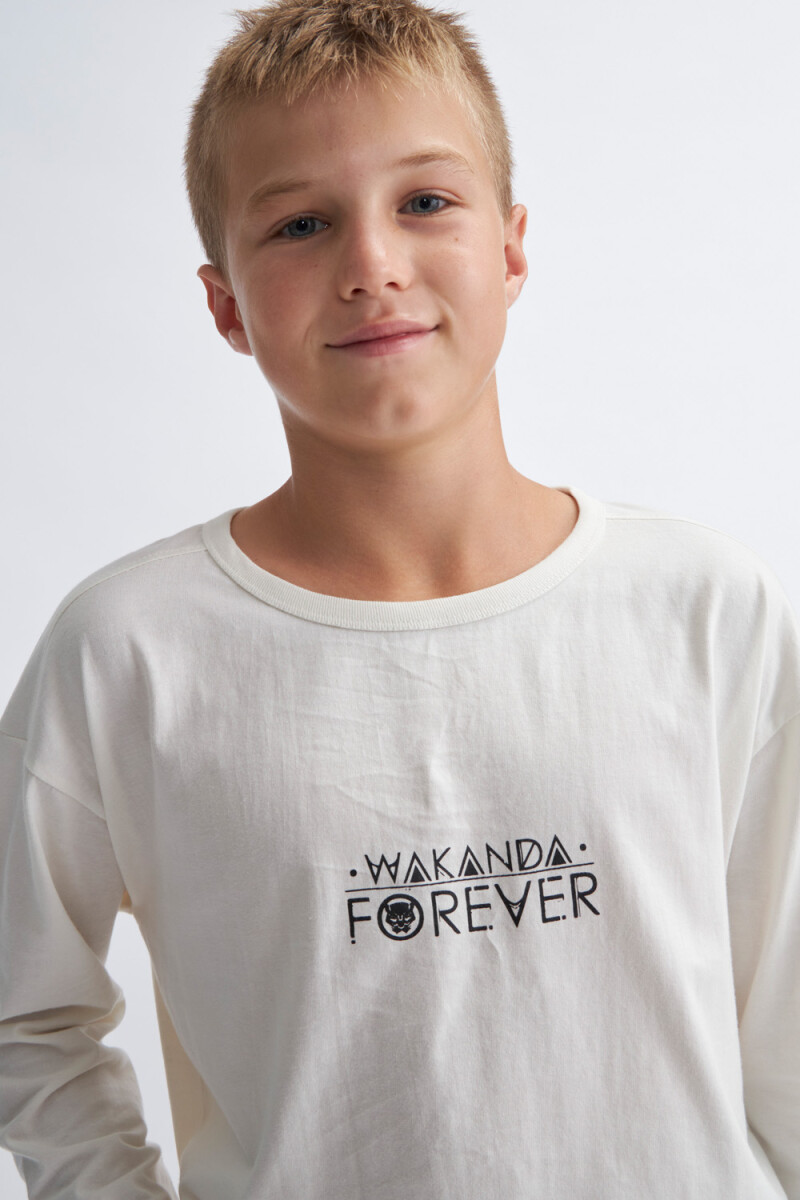 Camiseta manga larga estampada Blanco Marvel
