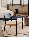 Butaca Yalia de madera maciza roble FSC 100% acabado negro y asiento de cuerda de papel