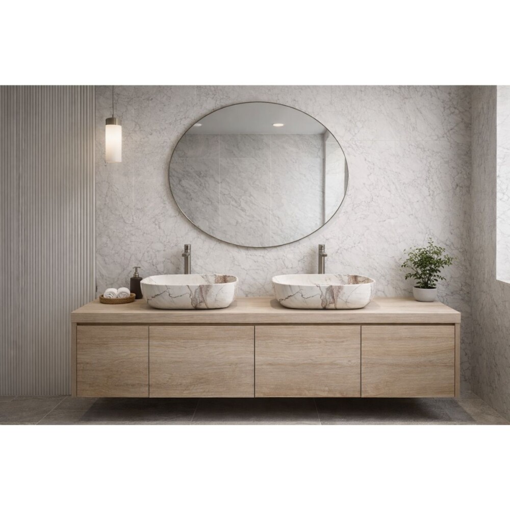 Bacha de apoyo Semi Oval 48x39 cm calacata mate Dmc Bacha De Apoyo Semi Oval 48x39 Cm Calacata Mate Dmc