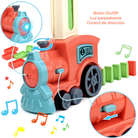 Tren Dominó Juego de Bloques Fichas 120 Pzas c/Sonidos y Luz Rosa