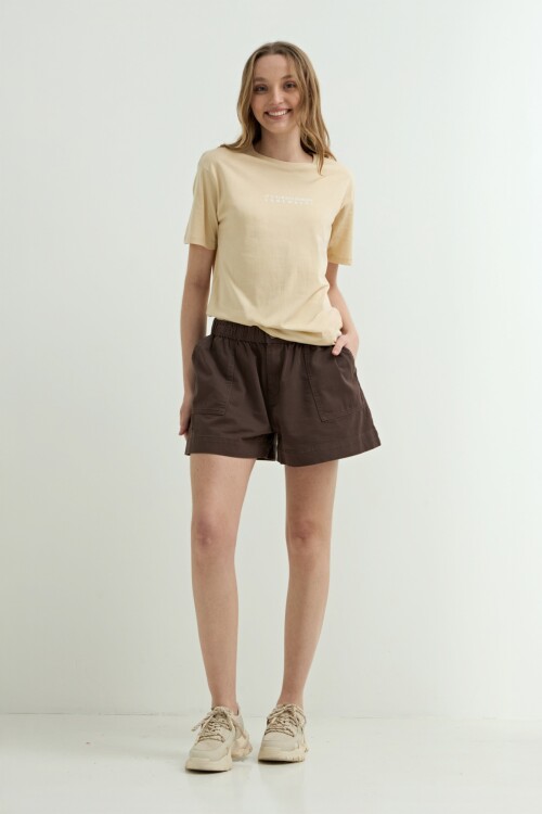 Short con cintura elastizada CHOCOLATE