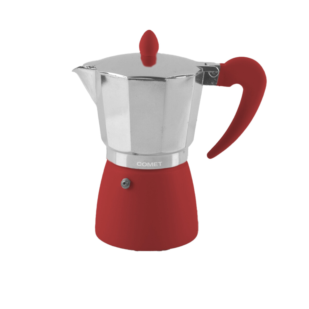 Cafetera Italiana Comet 6 Tazas Aluminio Mango Ergonómico - Bordó 