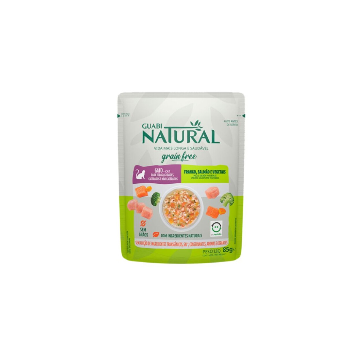 GUABI NATURAL GRAIN FREE GATO SACHET POLLO, SALM Y VEG 85G 