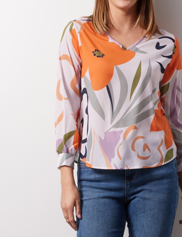 Blusa Gasa MULTI/BLANCO