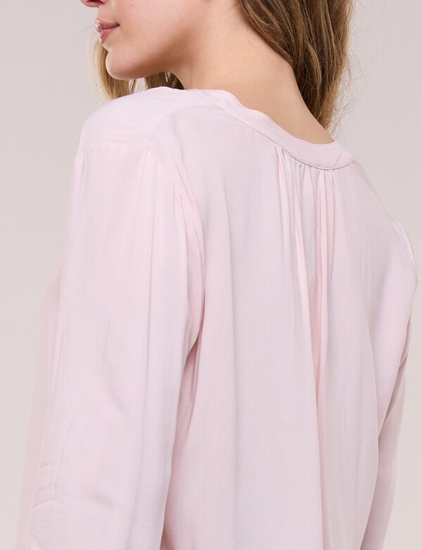 Blusa Fluida Escote En V Con Pliegue Central ROSA CLARO